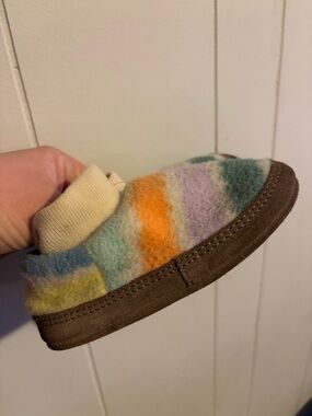 Cozy Multicolor Wool Slip-On Slipper - Pastel Stripes. L. L. Bean 7/8 toddler